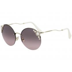 Miu Miu Women's SMU52T SMU/52T Fashion Round Sunglasses - Pale Gold Gemstones/Grey Pink Gradient   VW7/16 - Lens 60 Bridge 18 B 57 ED 60.1 Temple 145mm