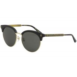 Gucci Women's GG0222SK GG/0222/SK Fashion Round Sunglasses - Black Gold/Grey   001 - Lens 56 Bridge 18 Temple 150mm