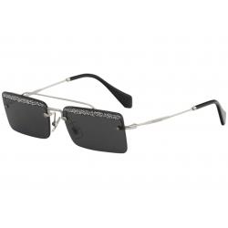 Miu Miu Women's SMU59T SMU/59T Fashion Rectangle Sunglasses - Silver - Lens 58 Bridge 18 Temple 140mm