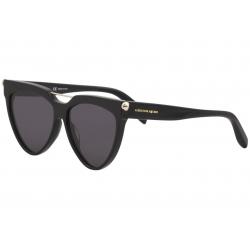 Alexander McQueen Women's Edge AM0087S AM/0087/S 001 Black Pilot Sunglasses - Black/Grey   001 - Lens 58 Bridge 15 Temple 150mm