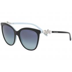 Tiffany & Co Women's TF4131 TF/4131 80559S Black/Blue Fashion Sunglasses 56mm - Black - Lens 56 Bridge 18 B 48.6 ED 62.7 Temple 140