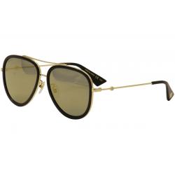 Gucci Women's GG0062S GG/0062/S Pilot Sunglasses - Gold Black/Gold Flash   001  - Lens 57 Bridge 17 Temple 140mm