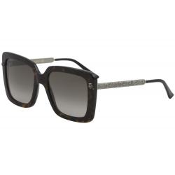Gucci Women's GG0216S GG/0216/S Fashion Square Sunglasses - Havana Silver/Brown Gradient   002 - Lens 53 Bridge 20 Temple 140mm