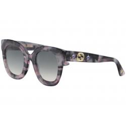 Gucci Women's GG0208S GG/0208/S Fashion Square Sunglasses - Pink Havana/Grey Gradient   004 - Lens 49 Bridge 28 Temple 140mm
