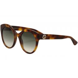 Gucci Women's GG0028S GG/0028/S Fashion Sunglasses - Brown Havana Silver/Green Gradient   002  - Lens 52 Bridge 24 Temple 140mm