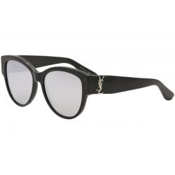 Saint Laurent Women's SL M3 M/3 Oval Sunglasses - Black Silver/Silver Mirror   003  - Lens 55 Bridge 16 Temple 140mm