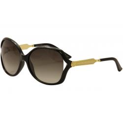 Gucci Women's GG0076S GG/0076/S Fashion Sunglasses -  Black/Gold  - Lens 60 Bridge 16 Temple 130mm