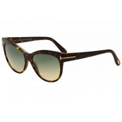Tom Ford Women's Lily TF430 TF/430 Fashion Cateye Sunglasses - Havana/Gold/Grey Green Gradient   52P - Medium Fit