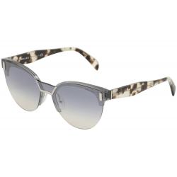 Prada Women's SPR04U SPR/04U Fashion Round Sunglasses - Transp. Grey/Blue Gradient Silver Mirror   VIP/5R0 - Lens 43 Temple 145mm