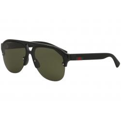 Gucci Men's Urban GG0170S GG/0170/S Fashion Pilot Sunglasses - Black Black/Green   001 - Lens 59 Bridge 13 Temple 145mm