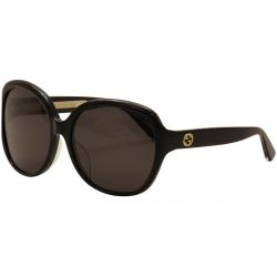 Gucci Women's GG0080SK GG/0080/SK Fashion Sunglasses - Black Gold/Grey   001 - Lens 61 Bridge 17 Temple 130mm