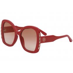 Elie Saab Women's ES030S ES/030/S C9A/30 Red Fashion Butterfly Sunglasses 56mm - Red/Red Gradient   C9A/30 - Lens 56 Bridge 21 B 57.4 ED 63.5 Temple 145mm
