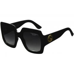 Gucci Women's GG0053S GG/0053/S Square Sunglasses - Black Gold/Gray Gradient   001 - Lens 54 Bridge 25 Temple 140mm