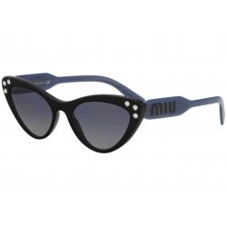 Miu Miu Women's SMU05T SMU/05T Fashion Cat Eye Sunglasses - Black Blue/Grey Gradient Silver Mirror   1AB/3A0 - Lens 55 Bridge 19 B 38 ED 59.4 Temple 140mm