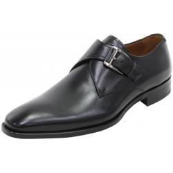 Mezlan Men's Coimbra Leather Dressy Monk Strap Loafers Shoes - Black - 8.5 D(M) US
