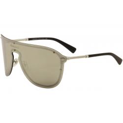 Versace Women's VE2180 VE/2180 Shield Sunglasses - Silver Black/Light Grey Silver Mirror   1000/6G  - Lens 44 Bridge 00 Temple 125mm