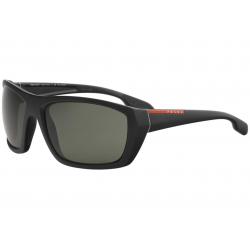 Prada Linea Rossa Men's SPS06S SPS/06S Fashion Rectangle Polarized Sunglasses - Matte Black/Polarized Green   1BO/5X1 - Lens 61 Bridge 17 B 44.3 ED 66.1 Temple 130mm