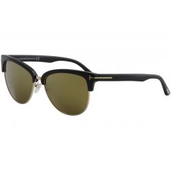 Tom Ford Women's Fany TF368 TF/368 Fashion Round Sunglasses - Shiny Black/Brown Mirror   01G - Lens 59 Bridge 16 Temple 140mm