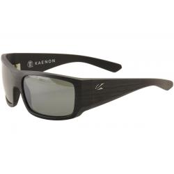Kaenon Men's Malaga 044 Polarized Wrap Fashion Sunglasses - Matte Pinstripe/SR 91 Grey Mirror   G12M  - Lens 62.5 Bridge 17 Temple 126mm