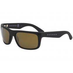 Kaenon Men's Burnet Polarized Fashion Rectangle Sunglasses - Black Grip/Brown Gold Flash   017BKMGBK  - Lens 57 Bridge 19 Temple 125mm
