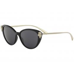 Versace Women's VE4351B VE/4351/B Fashion Cat Eye Sunglasses - Black Gold/Grey   GB1/87 - Lens 55 Bridge 16 Temple 140mm