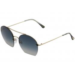 Tom Ford Women's Antonia TF506 TF/506 Fashion Pilot Sunglasses - Shiny Rose Gold/Blue Gradient   28W - Lens 55 Bridge 18 Temple 140mm