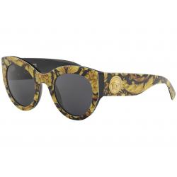 Versace Women's VE4353 VE/4353 Fashion Square Sunglasses - Baroque Yellow/Grey   5283/87 - Lens 51 Bridge 26 Temple 140mm