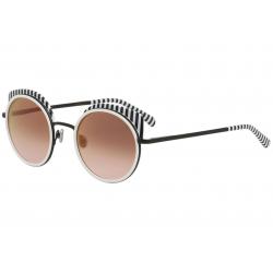 Etnia Barcelona Spiga Fashion Round Sunglasses - Black White/Pink Gradient   BKWH - Lens 52 Bridge 24 Temple 143mm