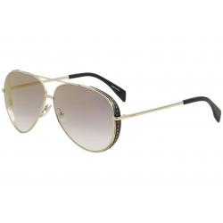 Moschino Women's MOS007/S MOS/007/S Fashion Pilot Sunglasses - Gold/Grey Gradient Gold Mirror   J5GFQ - Lens 61 Bridge 10 B53 ED 68 Temple 140mm