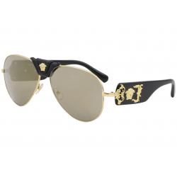 Versace 2150Q 2150 Q Fashion Genuine Leather Pilot Sunglasses - Gold - Lens 62 Bridge 14 Temple 140mm