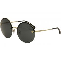 Versace Women's VE2176 VE/2176 Fashion Sunglasses - Pale Gold Black/Grey   1252/87 - Lens 59 Bridge 18 Temple 135mm