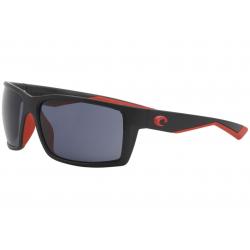 Costa Del Mar Reefton RFT 197 Race Black Rectangle Polarized Sunglasses 64mm - Race Black/Polarized Grey   580P - Lens 64 Bridge 16 B 42 Temple 112mm