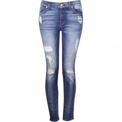 7 For All Mankind Women's The Ankle Skinny With Destroy Jeans - Blue - 24 (00)