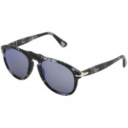 Persol Men's PO0649 PO/0649 PO0/649 Retro Pilot Sunglasses - Spotted Blue Grey/Grey Blue Mirror   1062/O4 - Lens 52 Bridge 20 Temple 135mm