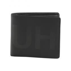 Hugo Boss Men's Statement Reverse Logo Genuine Leather Card Holder Wallet - Black
