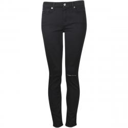 7 For All Mankind Women's (B)Air Denim Ankle Skinny With Destroy Cropped Jeans - Black - 28 (5/6)
