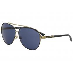 Tory Burch Women's TY6056 TY/6056 Fashion Pilot Sunglasses - Black Gold/Navy Blue   3100/80 - Lens 59 Bridge 10 B 51.1 ED 66.0 Temple 135mm