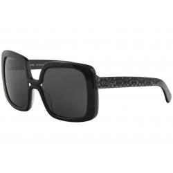 Coach Women's HC8245 HC/8245 Fashion Square Sunglasses - Black Signature C/Grey   552087 - Lens 56 Bridge 21 B 55.6 ED 65.5 Temple 140mm