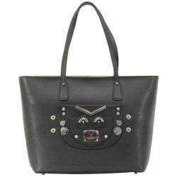 Guess Women's Cyber Rock Saffiano Tote Handbag - Black