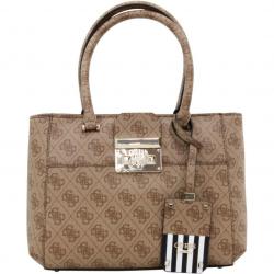 Guess Women's Martine Small Top Handle Framed Satchel Handbag - Brown - 11.5W x 7.5H x 5.25D