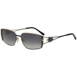 Diva Women's 4191 Fashion Rectangle Sunglasses - Black Gold/Grey Gradient   02 - Lens 57 Bridge 16 Temple 125mm
