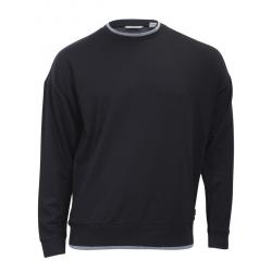 Calvin Klein Men's Tipped Collar Long Sleeve Crew Neck Sweater - Black - X Large