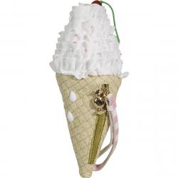 Betsey Johnson Women's Kitsch Kiss Me Till Ice Cream Wristlet Handbag - White