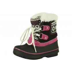 London Fog Toddler Girl's Lil Tottenham Water Resistant Snow Boots Shoes - Black/Pink - 9 M US Toddler