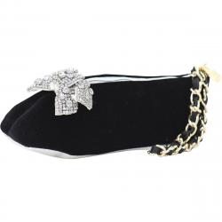Betsey Johnson Women's Tippee Toe Velvet Ballet Slipper Wristlet Handbag - Black