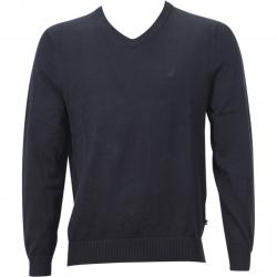 Nautica Men's V Neck Long Sleeve Sweater - Black - Medium