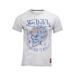 Von Dutch Men's Vintage Skull Crew Neck Short Sleeve T Shirt - Beige - Large