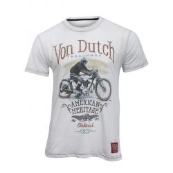 Von Dutch Men's Heritage Motorcycle Crew Neck Short Sleeve T Shirt - Beige - X Large