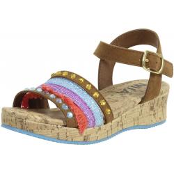Mia Kids Little Girl's Mylie Nova Suede Wedge Sandals Shoes - Brown - 12 M US Little Kid