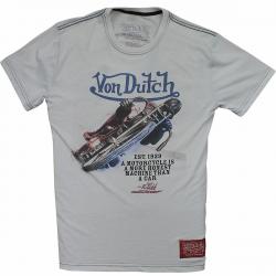 Von Dutch Men's Motorcycle Lean Crew Neck Short Sleeve T Shirt - Snow Warm - X Large